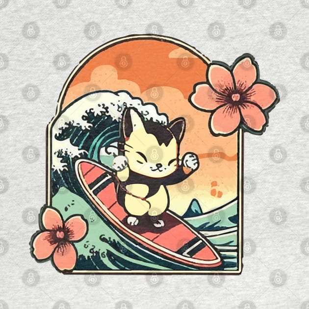 Surfing Kitty at Sunset by Kona Cat Creationz